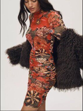 FARM Rio Flowershop Long-Sleeve Tulle Mini Dress